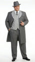Men’s Grey Pinstripe Zoot Suit 3 Piece – 1920s Gangster Vintage Wide Lapel Suit with Vest for Wedding, Party