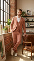 Men’s Peach Light Brown 3 Piece Suit – Wedding & Prom Formal Suit Set, Blazer Pants Double breasted vest
