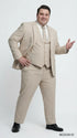 Mens Sand Beige 3 Piece Suit – Double breasted Vest Formal Suit Set and Dress Pants in Champaign Natural Summer Color