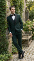 Men’s Hunter Green Tuxedo Suit 3 Piece – One Button Peak Lapel Designer Formal Suit for Wedding, Light Weight Wool By Statement Dark Green
