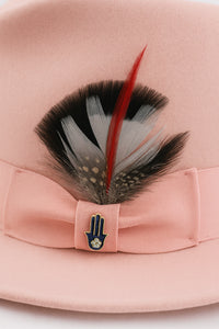 Pink Dress Hat 1920s Fedora Style - Mens Narrow Brim Crushable Wool Dress Hat Trilby Fedora in Pink