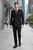 Mens Black Double Breasted Suit - Mens Double Breasted 1920'S Wide Bold Gangster Pinstripe Suit in Black