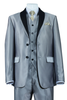 Mens Gray Tuxedo - Grey Wedding Suit-Mens 2 Button Vested Slim Fit Shiny Sharkskin In Silver Grey
