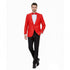 Big and Tall Mens Red Paisley Tuxedo Jacket – Satin Shawl Lapel Blazer with Bow Tie - Christmas Jacket