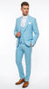 Men’s Turquoise Light blue Suit, Vested Formal Dress Suit for Weddings, Prom, Summer Parties, and Special Occasions in Aqua Blue Color By Rossiman