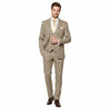 Men’s Beige and Navy Check 3-Piece Suit Set – Premium Tailored Fit Formal Wedding and Business Suit By Rossiman