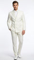 Men’s Ivory Double Breasted Tuxedo Dinner Jacket – Textured Blazer Paisley Texture Pattern in Off White Cream Color + Bowtie