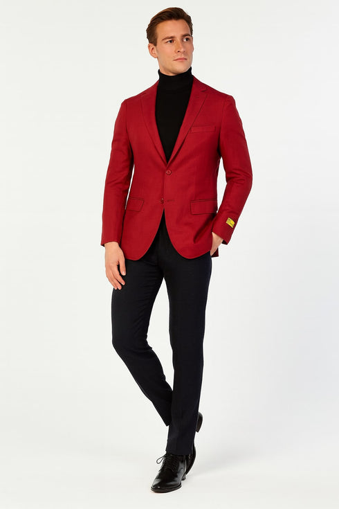Men’s Burgundy Red - Wine Two-Button Sport Coat – Stylish Blazer for Business, Parties