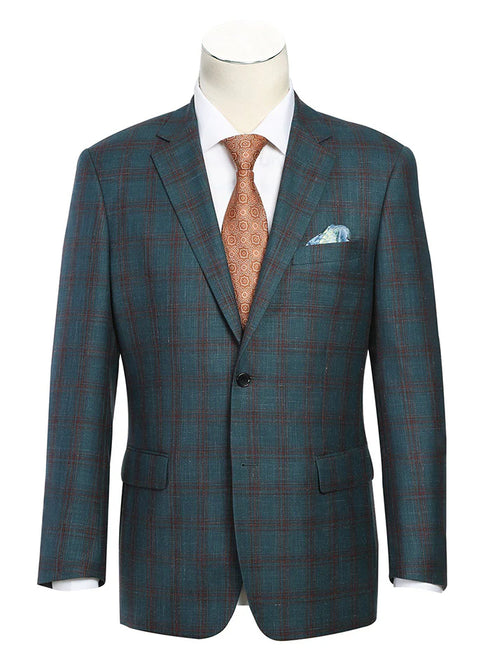 Regular Fit Wool & Linen Windowpane Blazer