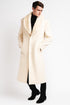 Men’s Ivory - Cream - Off White Full-Length Overcoat with Luxurious Faux Fur Shawl Collar – Winter Dress Coat