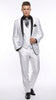 Men’s White Shiny Flashy Fabric Tuxedo Suit with Black Shawl Lapel | Luxury Formal Wedding and Evening Suit Sharkskin Metallic Fabric