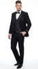 Men's Black Vested Tuxedo Suit with Patterned Lapel – Classic Formal Suit for Wedding, Party and Evening Events