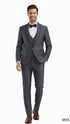 Men’s Charcoal Gray with blue Trim Slim Fit 3-Piece Suit – Modern Wedding and Business Formal Tuxedo Set