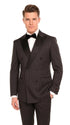 Men’s Double Breasted Suit – Classic Peak Lapel Formal Tuxedo Style Suit for Wedding in Black Ton on Tone Pinstripe