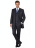 Men's Three Button Suits - Navy Blue Pinstripe Three-Piece Suit – Classic Business and Formal Wear with Tailored Fit