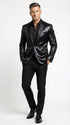 Men’s Shiny Black Tuxedo Blazer – Glossy Formal Jacket for Party Dinner Jacket Shawl Collar