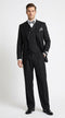 Men’s Black Pinstripe 3-Piece Suit Wool Suit – Classic Fit Single Button Suit with Wide Leg Pleated Pants By Tiglio Russo