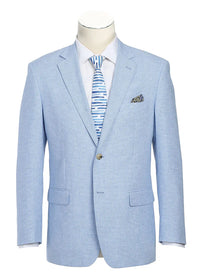 (36S, 38R, 42R, 44S) Regular Fit Linen/Cotton Light Blue Sport Coat
