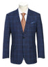 Regular Fit Wool & Linen Blue Plaid Blazer