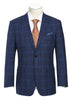 Regular Fit Wool & Linen Blue Plaid Blazer