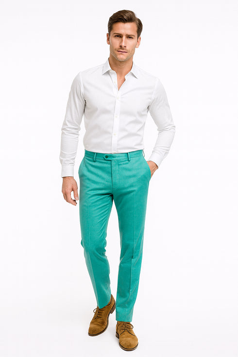 Men’s Aqua Dress Pants – Slim Fit Stylish Formal Trousers for Parties and Casual Wear in Turqoise Color