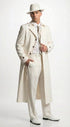 Men’s Ivory Cream Off White Full Length Zoot Suit – Vintage Gangster Style Long Coat Formal Suit