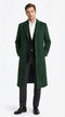 Men’s Hunter Green Full-Length Wool Overcoat – Classic Winter Dress Coat for Formal and Casual Wear Topcoat Mens Wintercoat