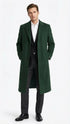 Men’s Hunter Green Full-Length Wool Overcoat – Classic Winter Dress Coat for Formal and Casual Wear Topcoat Mens Wintercoat