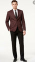 Men’s Burgundy Paisley Blazer Sport Coat – Velvet Dinner Jacket floral in Maroon Wine Color Ultra Slim Fit Smoking Jacket