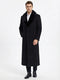 Men’s Black Long Overcoat with Faux Fur Collar, Full Length Winter Topcoat for Formal and Business Wear