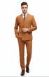 Men’s Vitali Brand Rustish Orange Brown Copper Color Double Breasted Slim Fit Suit