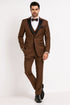Men’s Light Brown Tuxedo Suit with Black Satin Lapel – 3 Piece Formal Wedding & Prom Outfit - Country Look