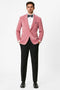 Mens Pink Velvet Tuxedo Dinner Jacket with Shawl Lapel – Slim Fit Blazer for Weddings, Prom in Rose Gold Color