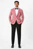 Mens Pink Velvet Tuxedo Dinner Jacket with Shawl Lapel – Slim Fit Blazer for Weddings, Prom in Rose Gold Color