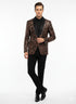 Men’s Black Shiny Designer Blazer with Red and Gold Pattern – Luxury Party & Wedding Jacket