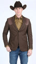 Men’s Dark Brown Western Blazer with Suede Yoke – Cowboy Sport Coat with Western Shoulder Details