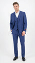 Men’s Royal Blue Pinstripe Three Piece Suit – Classic Formal 3PC Business and Wedding Suit Indigo Teal Sapphire Pinstripe