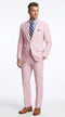 Men’s Pink Seersucker 2 Piece Suit, Lightweight Summer Dress Suit for Weddings, Prom, Parties, and Special Occasions