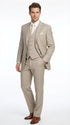 Men’s Tan Pinstripe Three Piece Suit – Classic Fit Pleated Pants Tan Sand Beige Wedding, Church Shadow Ton on Tone Business Suit for Men