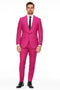 Mens Hot Pink Tuxedo Dinner Jacket + Pants with Shawl Lapel – Slim Fit 2-Piece Suit for Weddings, Proms Suit in Fuchsia Color
