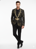 Men’s Black and Gold Embroidered Luxury Blazer – Designer Floral Pattern Wedding & Party Jacket (Sim534)