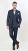 Men’s Pleated Pants Dark Blue Denim 3 Piece Suit – 100% Cotton Formal Suit Set, Blazer Vest Pants Outfit Classic Fit Athletic Fit Lose Fit