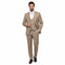 Men's Beige Pinstripe Three-Piece Vested Suit – Tailored Fit Business Attire in Tan Stripe by Rossiman