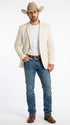 Men’s Off White Casual Blazer – Classic Western Style Lightweight Summer Cowboy Jacket Casual Ivory Cream Color