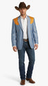 Men’s Sky Blue and Gold Western Cowboy Blazer – Classic Country Style Jacket, Vintage in Steel blue Color