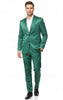 Mens Shiny emerald Green Sateen 2-Piece Slim Fit Suit – Formal Blazer and Pants Set Prom Wedding