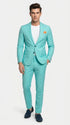 Men’s Turquoise 2 Piece Suit with Jacket and Pants, Formal Wedding Suit for Prom, Parties, Summer Events, and Special Occasions
