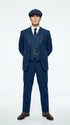 Men’s Blue 3 Piece Suit, Thomas Shelby Inspired Vintage Formal Suit Herringbone Tweed 1920s fabric