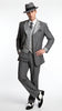 Men’s Grey Pinstripe 1920s Gangster 3 Piece Suit, Contrast Lapel Vintage Formal Suit for Parties, Prom, Weddings, and Theme Events