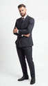 Men’s Black Pinstripe Double Breasted Suit – Classic Formal Business Suit Office and Evening Wear Modern Fit Conservative pattern
